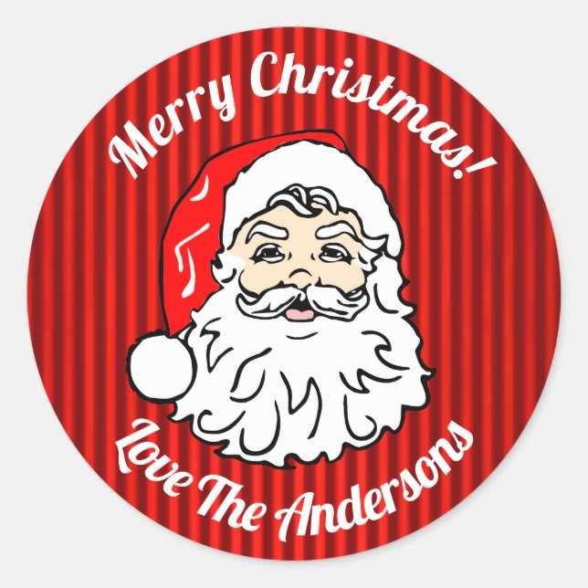 Retro Santa Face Red Personalised Classic Round Sticker (Front)