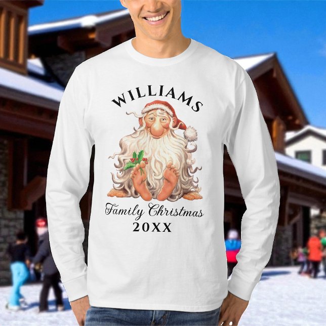 Retro Santa Family Christmas with Name and Year T-Shirt (Creator Uploaded)