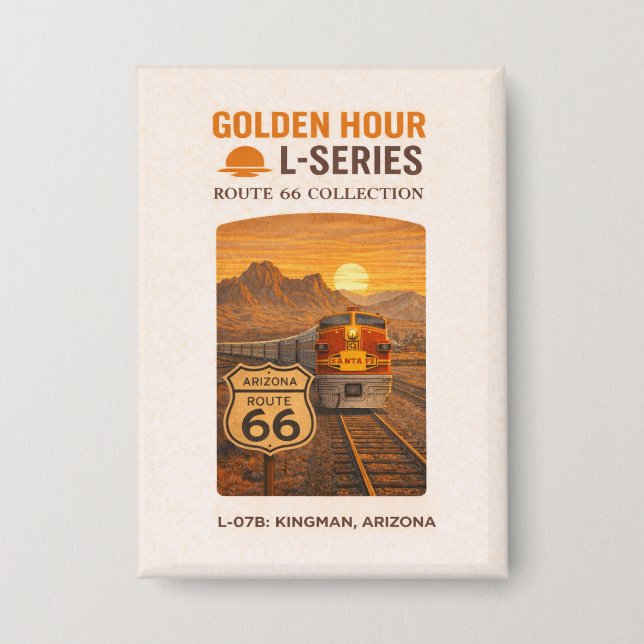 Retro Santa Fe Route 66 Train Kingman Art Button (Front)
