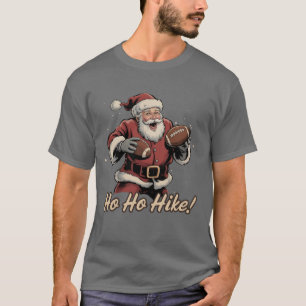 Retro Santa Football Player Ho Ho Hike Xmas T-Shirt