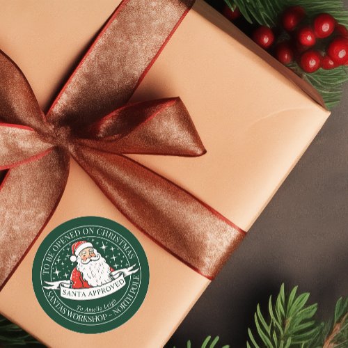 Retro Santa Gift Label North Pole Workshop