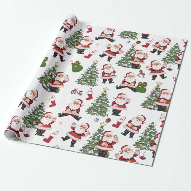 Retro Santa Gift Wrap (Unrolled)