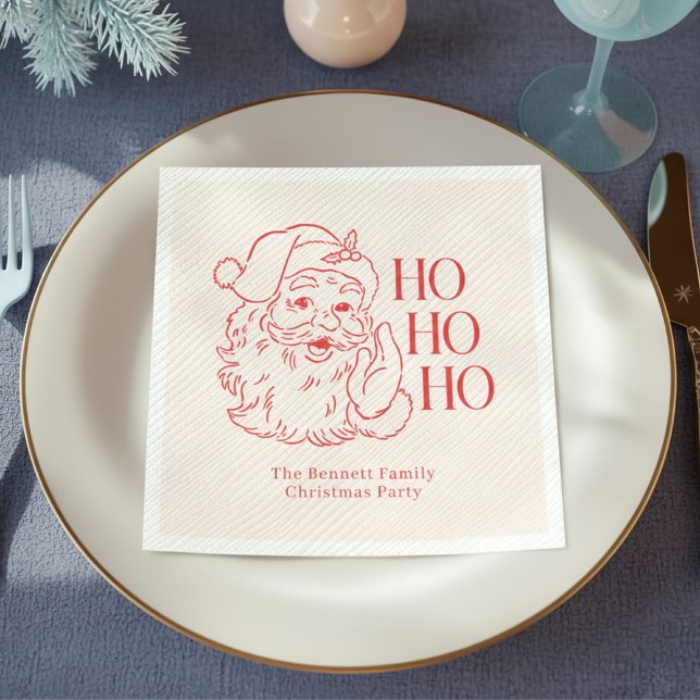 Retro Santa “Ho Ho Ho” Christmas Napkins (Creator Uploaded)