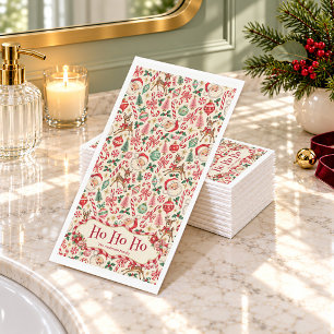 Retro Santa Ho Ho Ho Christmas Paper Guest Towels