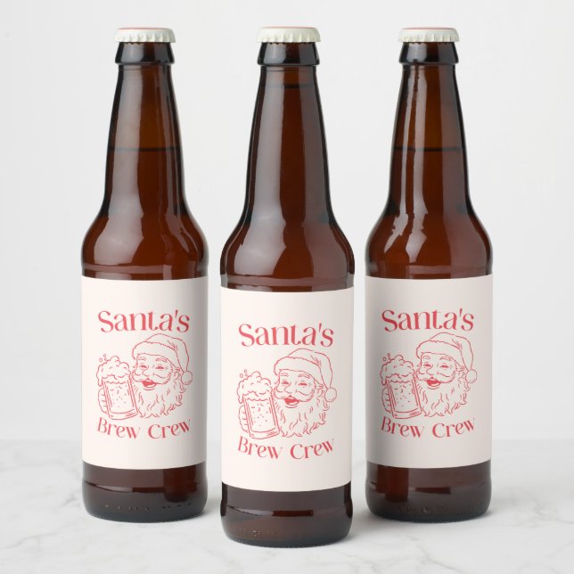Retro Santa Holiday Beer Bottle Label (Bottles)