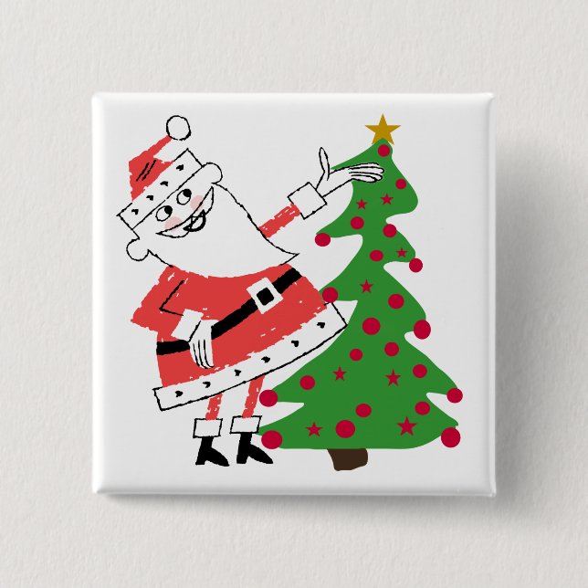 Retro Santa Holiday Tshirts and Gifts Button (Front)