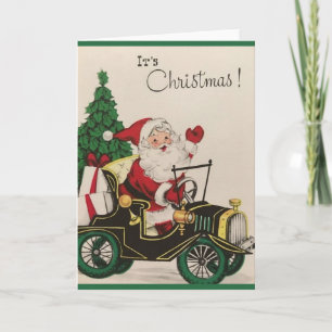 Retro Santa in Model T Christmas Card