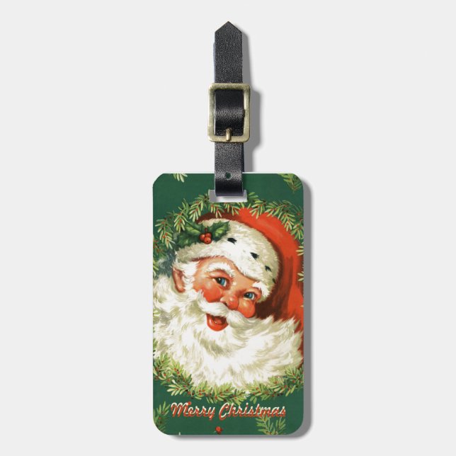 Retro Santa Luggage Tag (Front Vertical)