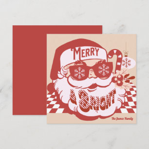 Retro Santa Merry Bright Groovy Christmas Card