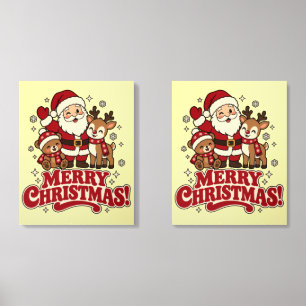 Retro Santa Merry Christmas Acrylic Photo Tile Se