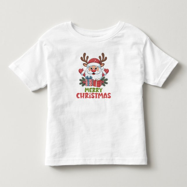 Retro Santa Merry Christmas Kids Toddler T-shirt (Front)
