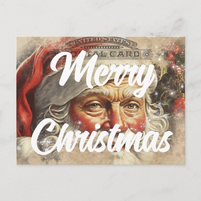 Retro Santa Merry Christmas Postcard (Front)