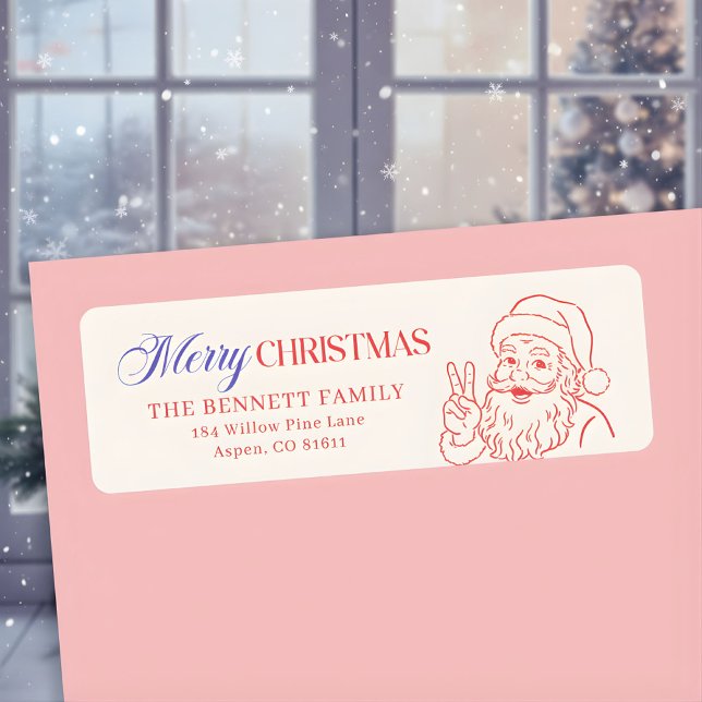 Retro Santa Merry Christmas Return Address Label (Creator Uploaded)
