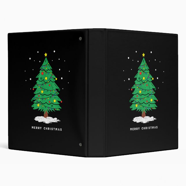 Retro Santa Merry Christmas Tree Lights 3 Ring Binder (Background)