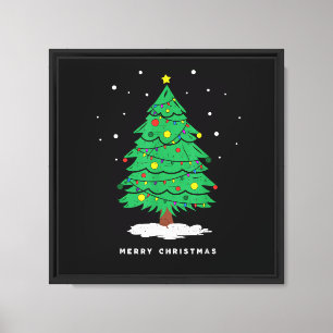 Retro Santa Merry Christmas Tree Lights Canvas Print