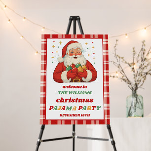 Retro Santa Pajama Christmas Party Welcome Foam Board
