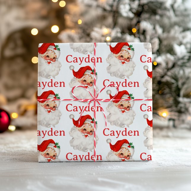 Retro Santa personalized Wrapping Paper (Creator Uploaded)
