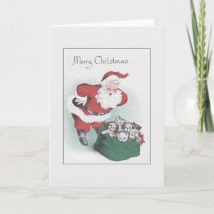 Retro Santa Pet Delivery Christmas Card