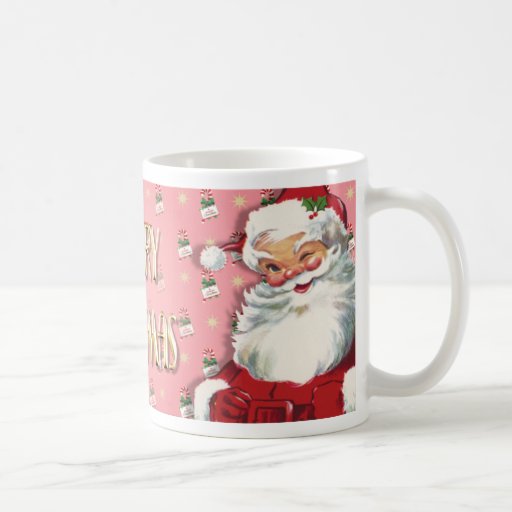 Retro Santa Pink Merry Christmas Coffee Mug | Zazzle