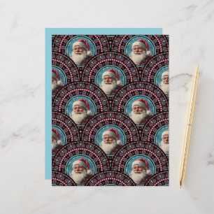 Retro Santa Pinkmas Mandala Art Deco Craft Paper
