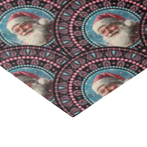 Retro Santa Pinkmas Mandala Art Deco Scallop Tissue Paper