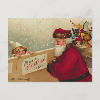 Retro Santa Postcard by xmasstore at Zazzle