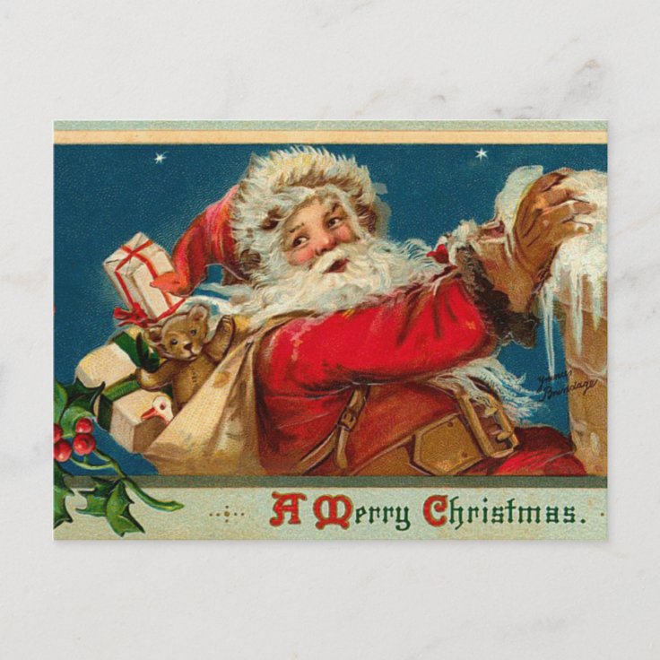 Retro Santa Postcard | Zazzle