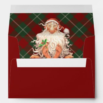 Retro Santa Red Return Address Holiday Envelope by DP_Holidays at Zazzle