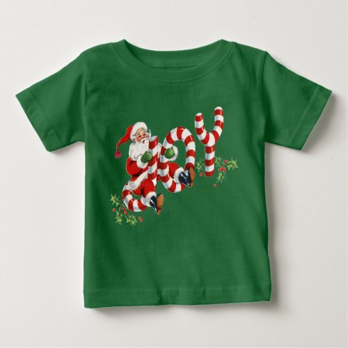 Retro Santa Sending Joy Christmas Holiday Apparel Baby T_Shirt
