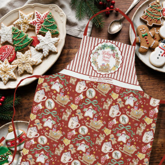 Retro Santa Sleigh Christmas Baking Cookie Grandma Apron