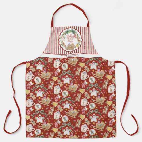 Retro Santa Sleigh Christmas Baking Cookie Grandma Apron