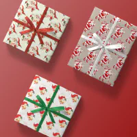 Vintage Christmas gift wrapping paper along with vintage Christmas