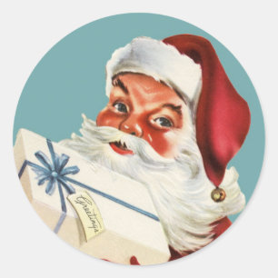 Retro Santa vintage classic Christmas Round Sticker