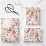 Retro Santa Vintage Red Christmas Tree Toile Wrap Wrapping Paper Sheets<br><div class="desc">Retro Santa Vintage Red Christmas Tree Toile Wrapping Paper Sheet Set of 3</div>