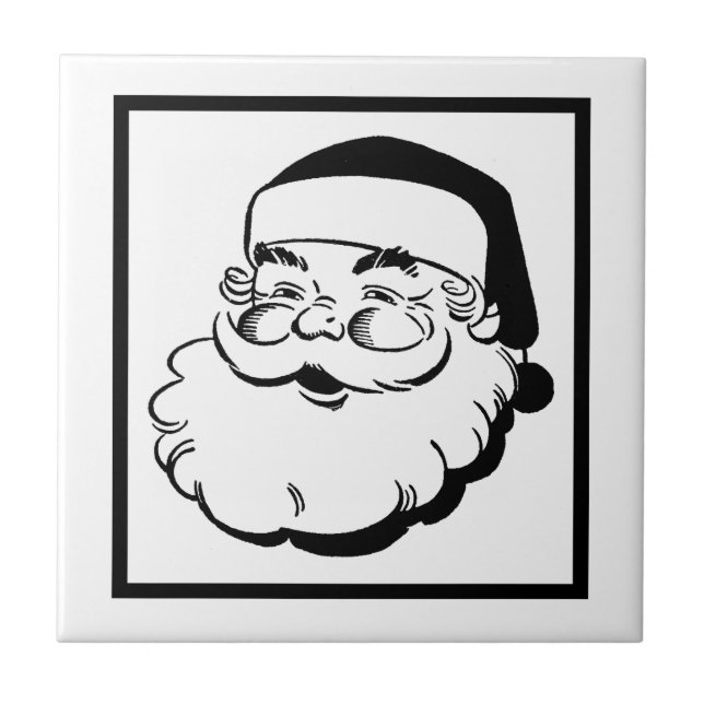 Retro Santa White Ceramic Tile (Front)