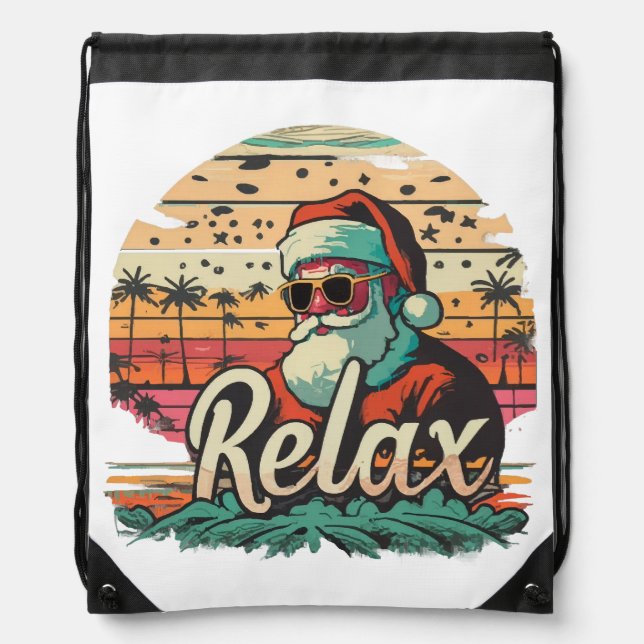 Retro Santa with a title Relax Drawstring Bag (Front)