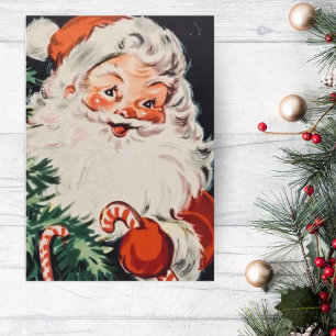 Retro Santa with Candy Canes Custom Christmas Holiday Card