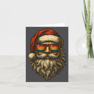 Retro Santa With Cool Sungles For Christmas Lovers Card