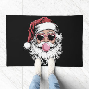 Retro Santa With Glasses Blowing Bubble Christmas  Doormat