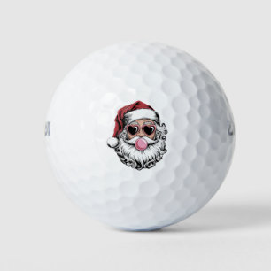 Retro Santa With Glasses Blowing Bubble Christmas Golf Balls