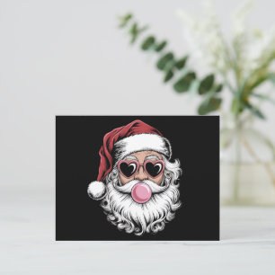 Retro Santa With Glasses Blowing Bubble Christmas Holiday Postcard