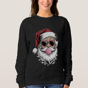 Retro Santa With Glasses Blowing Bubble Christmas Sweatshirt