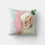 Retro Santa With Music Throw Pillow at Zazzle