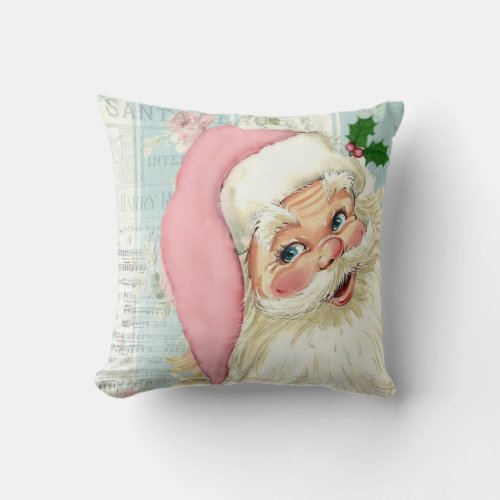 retro Santa with music Throw Pillow