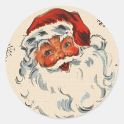 Retro Santa With Stars Classic Round Sticker