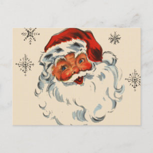 Retro Santa With Stars Holiday Postcard