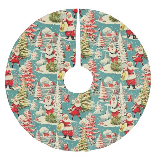 Retro Santa Wonderland 2 Brushed Polyester Tree Skirt