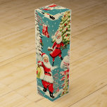 Retro Santa Wonderland 2 Wine Box<br><div class="desc">The overall aesthetic of the wrapping paper captures the essence of a bygone era, taking you back to a simpler time when the holiday season was all about joy, wonder, and the magic of Santa Claus. Whether you use it to wrap gifts or as a decorative element in your home...</div>