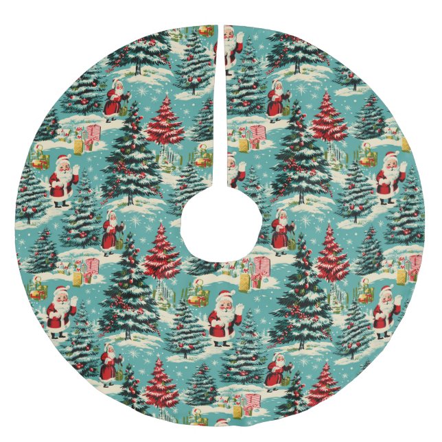 Retro Santa Wonderland Brushed Polyester Tree Skirt (Front)