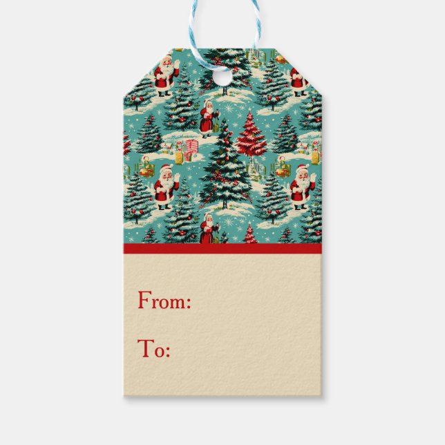 Retro Santa Wonderland Gift Tags (Front)